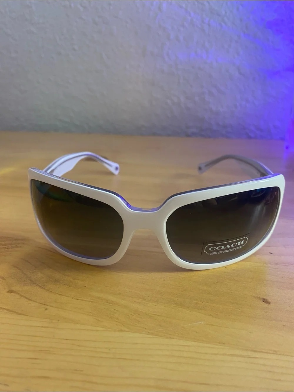 COACH White Oversized Women's Sunglasses